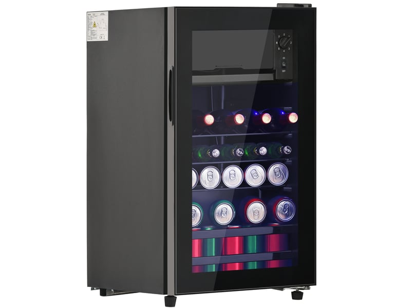 Mini-réfrigérateur 76l avec congélateur 6l, led, 5 niveaux de température, silencieux 43 db, r600a, noir compact