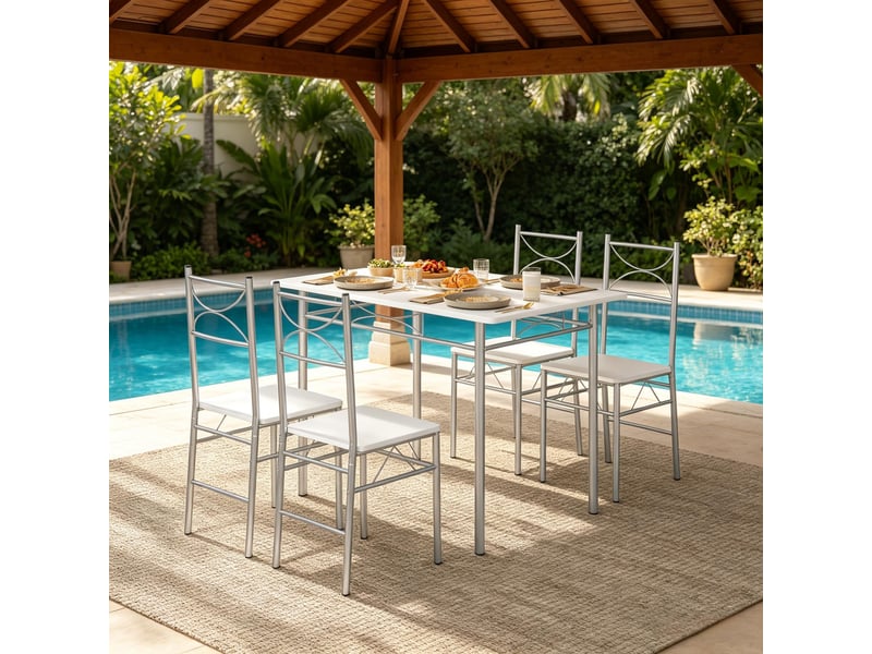  Ensemble repas moderne avec table et chaises, design élégant, idéal balcon ou bistrot  - Conforama D