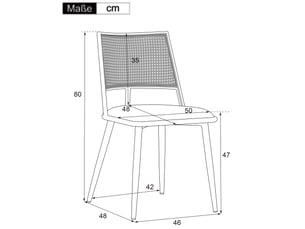 Lot de 4 chaises de salle à manger avec dossier en rotin et assise en pu beige