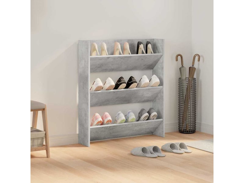  Meuble à chaussure, armoire à chaussures murale gris béton 80x18x90 cm aggloméré  - Conforama C