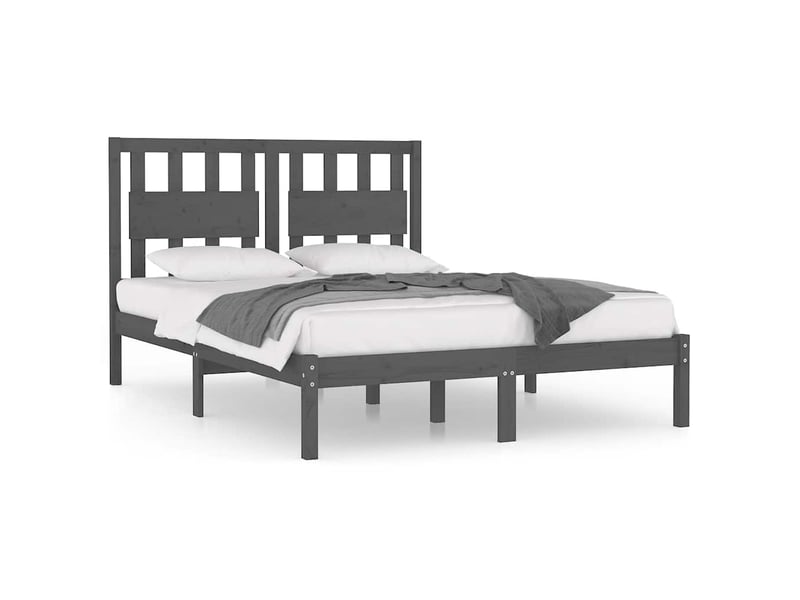  Lit double- lit adulte -  cadre de lit sans matelas gris bois massif 200x200 cm  - Conforama A