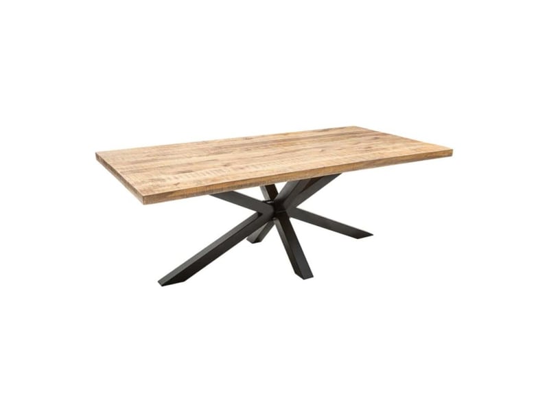  Table solara 160 cm – plateau en bois de manguier verni et structure en métal noir – design industriel et charme unique  - Conforama A