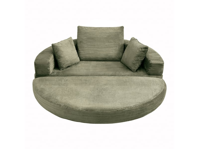  Canapé convertible 2 places en velours côtelé, 2-en-1, lit ovale 173×176 cm, sans montage, 3 coussins inclus  - Conforama A