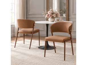 Chaises de salle à manger lot de 2 à dossier ergonomique  - pieds métal, pu marron, 47 × 51 × 78 cm
