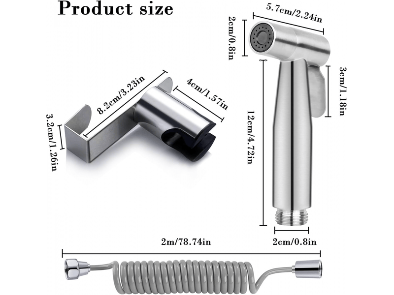  Argent,douchette wc, kit de bidet de toilette, pulvérisateur de bidet à main, avec tuyau abs, crochet en acier inoxydable, pour salle de bain, nettoya  - Conforama B