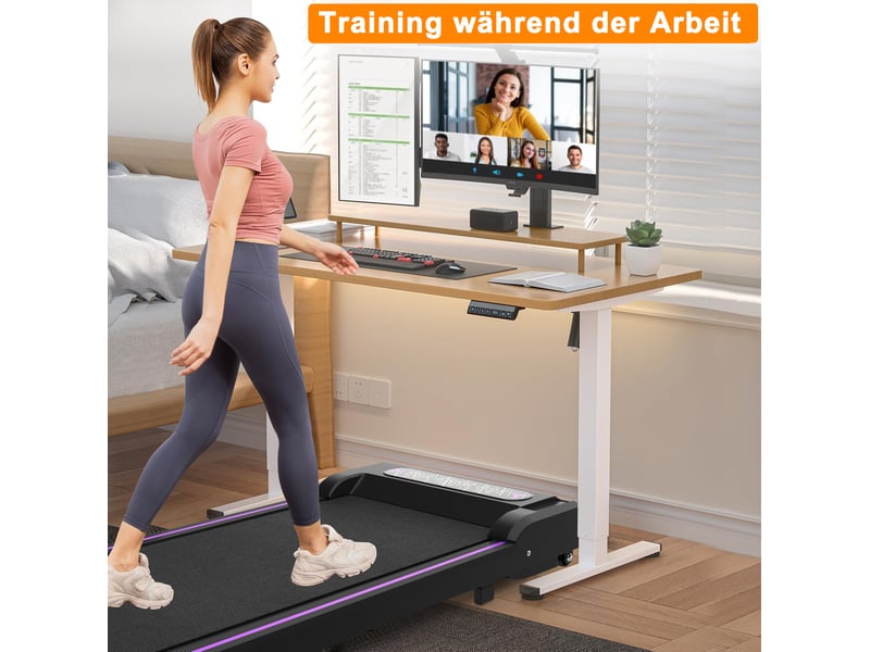 Tapis de course pliable 108x48x90 cm noir en abs, caoutchouc et acier, usage maison et bureau - Conforama D