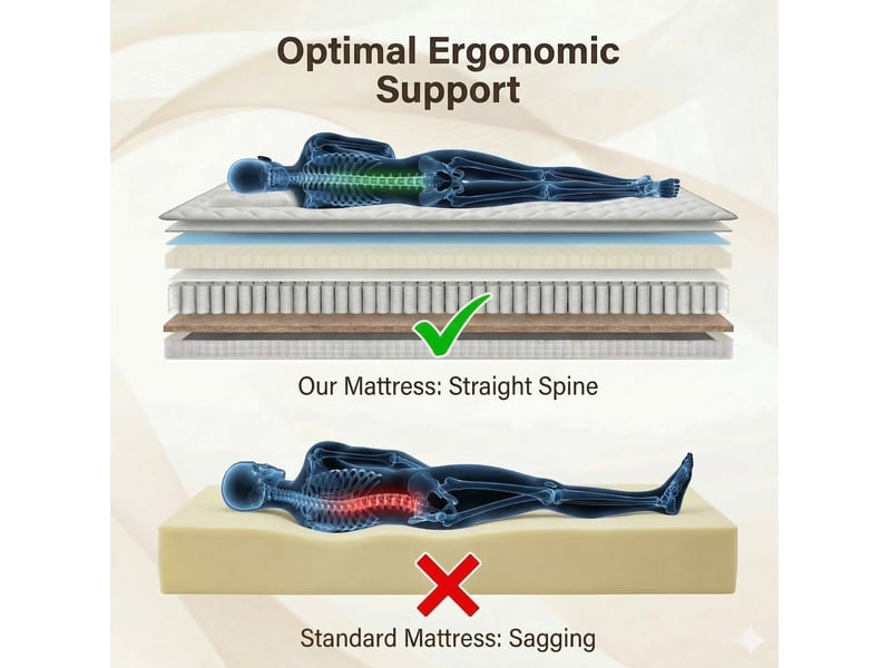  Matelas à ressorts ensachés 7 zones h4 avec mousse de confort respirante en polyester blanc 90 × 200 × 25 cm  - Conforama E