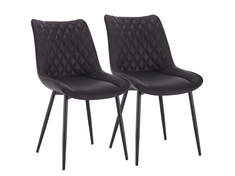  Chaises de salle à manger lot de 2 46,5×40,5×85,5cm ergonomiques polyuréthane (pu) métal anthracite  - Conforama A