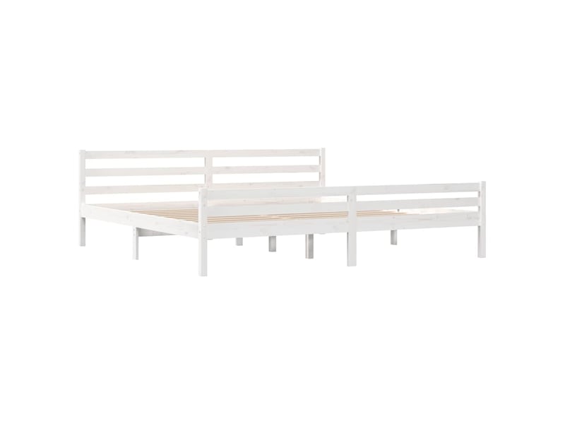  Lit double- lit adulte -  cadre de lit sans matelas blanc bois massif 200x200 cm  - Conforama C