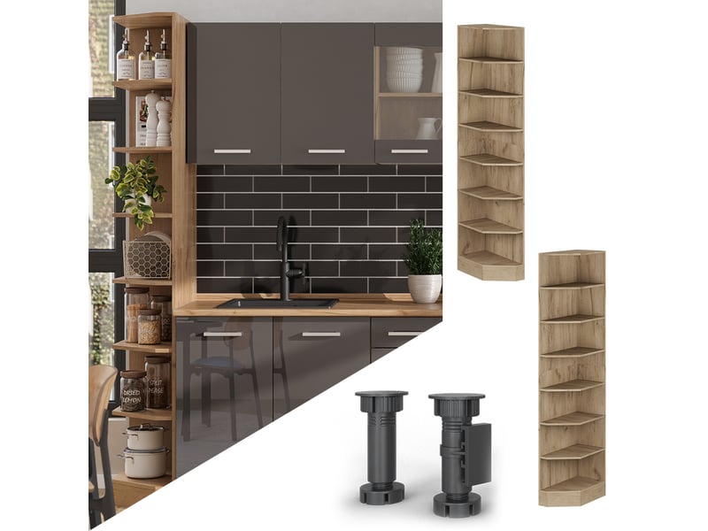 Vicco etagère de cuisine, chêne doréchêne doré, 30cm avec 7 compartiments - Conforama C