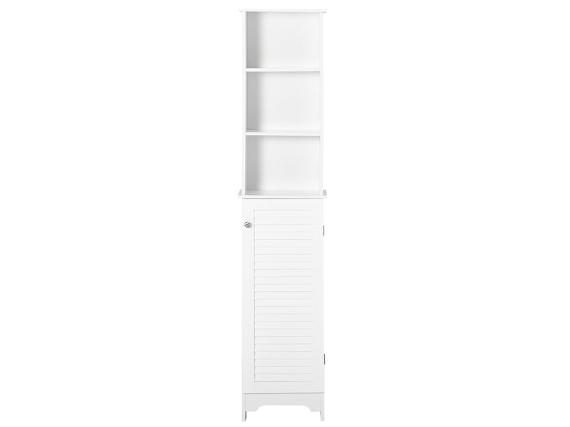  Colonne de salle de bain avec étagère à 3 niveaux et placard fermé, en mdf et aggloméré, 34 x 20 x 165 cm, blanche  - Conforama B