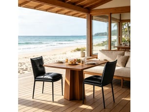 Lot de 2 chaises de salle à manger noires avec dossier ergonomique et pieds en métal