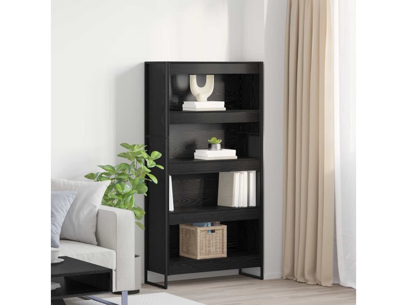  Bibliothèque, armoire à livres 80 x 30 x 155 cm bois d'ingénierie chêne noir  - Conforama B