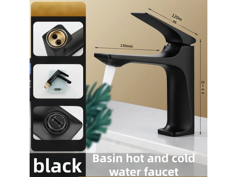 Robinet moderne lavabo salle de bain eau froidechaude lavabo évier robinet évier mono levier plan de travail anti-éclaboussures(noir)  - Conforama B