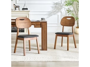 Lot de 2 chaises de salle à manger,50x44x88 cm,pu et bois d'hévéa,noir