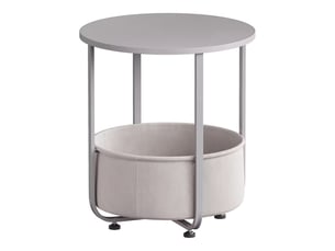 Table basse avec panier de rangement et structure en métal, plateau rond mélaminé pour salon gris 45 × 45 × 50 cm