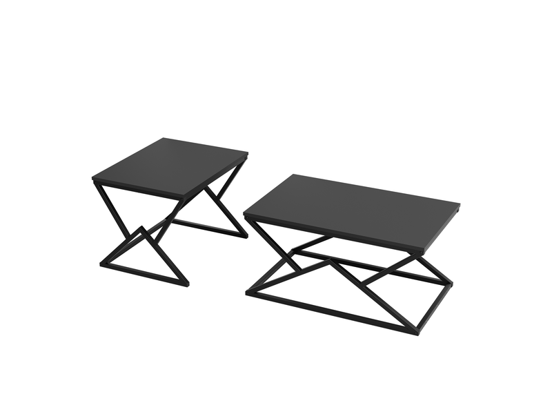  Table basse géométrique moderne noire, plateau bois, structure métal, style industriel  - Conforama D