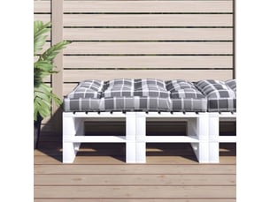 Coussin de palette, coussin de chaise, coussin de canapé motif à carreaux gris 120x80x12 cm tissu cf55358