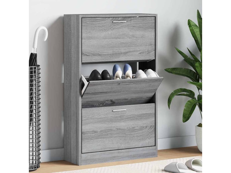  Meuble à chaussure, armoire à chaussures sonoma gris 63x24x103 cm bois d'ingénierie  - Conforama B
