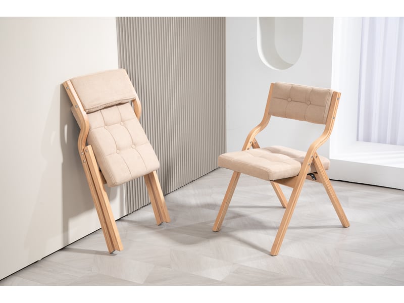  Chaise 2 Pièces Pliante Rembourrée avec Dossier Incurvé et Assise Large, Pliable, Sans Montage, en Bois, Kaki  - Conforama D