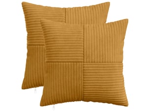 Lot de 2 housses de coussin almelo jaune 35 x 35 cm velours côtelé cf49393