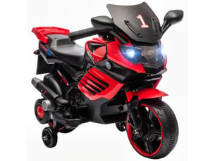 Moto électrique enfants 6 v, voiture électrique enfants avec roues d'entraînement, effets lumineux et sonores, rouge