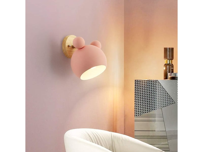  Lumière murale créative d'ours,lampe murale moderne e27 pour intérieur avec tête réglable rose  - Conforama B