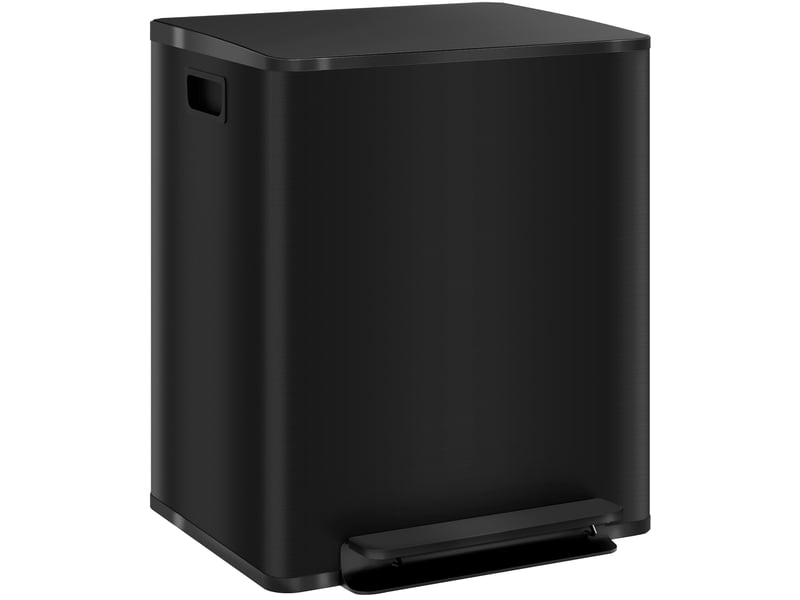  Poubelle de cuisine à pédale 2 x 25 l, 47,7 x 37,5 x 55 cm – noire – double bac et fermeture douce  - Conforama A