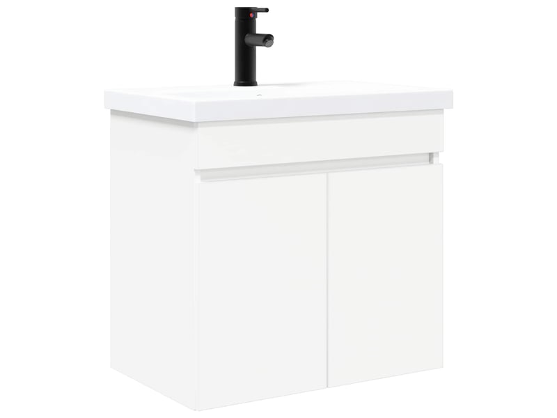 Meuble de rangement salle de bain avec robinet blanc 61x40x74.5 cm - Conforama A