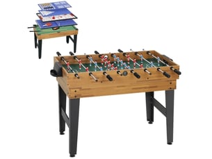 Table de jeu 13 en 1, baby-foot, échecs, billard, ping-pong, mdf et plastique, noyer