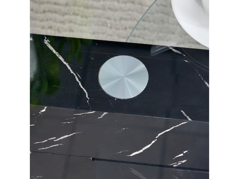 Table basse en verre trempé moderne et minimaliste, design multicouche, socle mdf, coloris variés, autocollants noirs - Conforama D