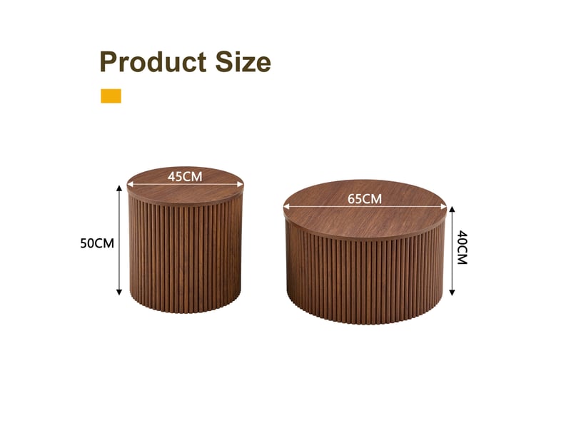  Tables basses gigognes rondes avec rangement, lot de 2 evryae  - Conforama E