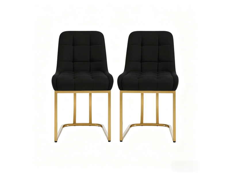  Lot de 2 chaises de salle à manger 52.5x42.5x 84cm, structure métallique noire, pieds réglables, dossier ergonomique  - Conforama A