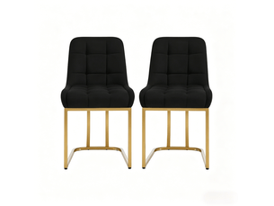 Lot de 2 chaises de salle à manger 52.5x42.5x 84cm, structure métallique noire, pieds réglables, dossier ergonomique