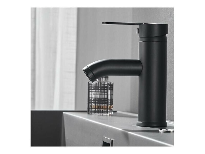  Robinet lave-mains noir mat - mitigeur eau chaude eau froide - noir  - Conforama D