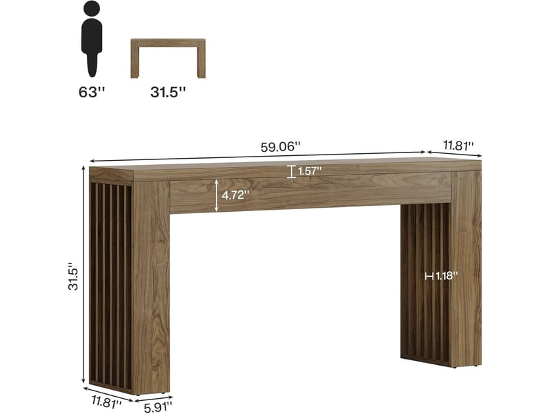  Table console de salon en mdf marron 150x30x80 cm  - Conforama C