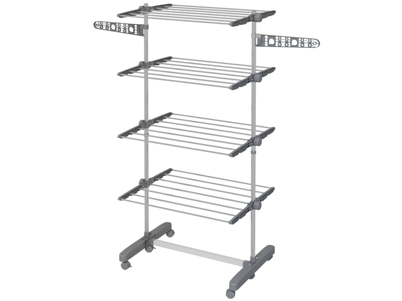  Séchoir à linge pliable avec ailettes latérales, pour une utilisation intérieure et extérieure, 142 x 55 x 172 cm, 4 niveaux, gris  - Conforama A