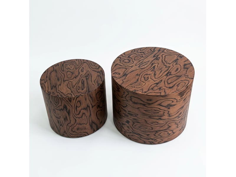  Lot de 2 tables basses gigognes rondes ø48xh38 cm et ø38xh32 cm en bois et mdf marron foncé  - Conforama A