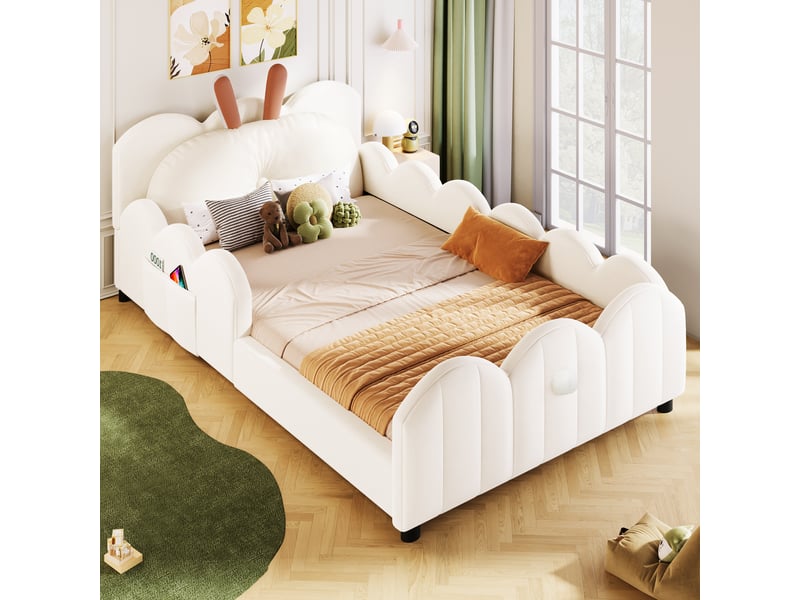  Lit simple 90x200 cm coloris beige mdf lit enfant beige - Conforama B