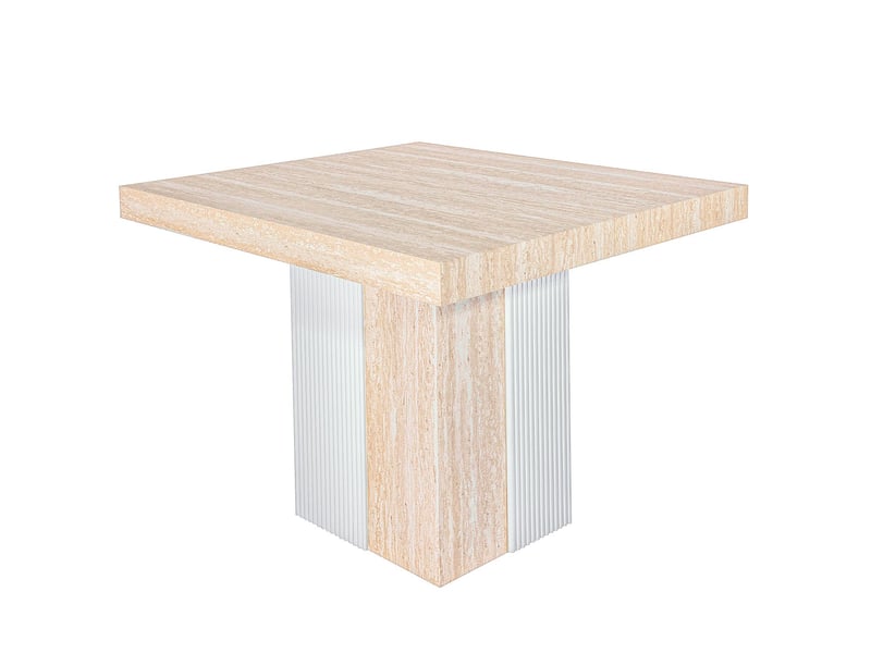 Table rectangulaire extensible virzon 100-240cm effet travertin beige et rainurage blanc Virzon - Conforama B