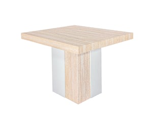 Table rectangulaire extensible virzon 100-240cm effet travertin beige et rainurage blanc
