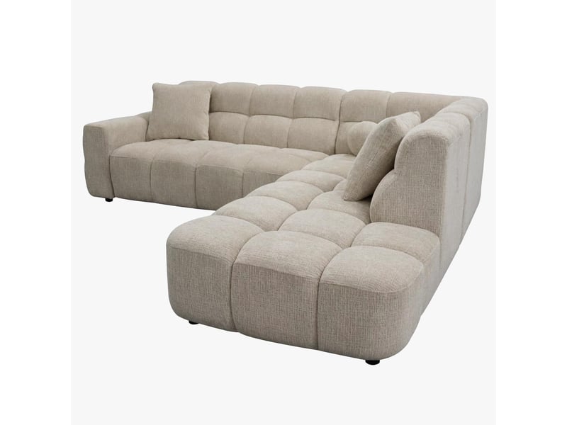 Canapé d'angle en tissu beige - angle droit - Conforama D