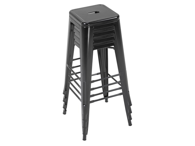 Lot de 4 tabourets de bar empilables, hauteur d'assise 76 cm, cadre en métal, repose-pieds, style industriel rétro  - Conforama B