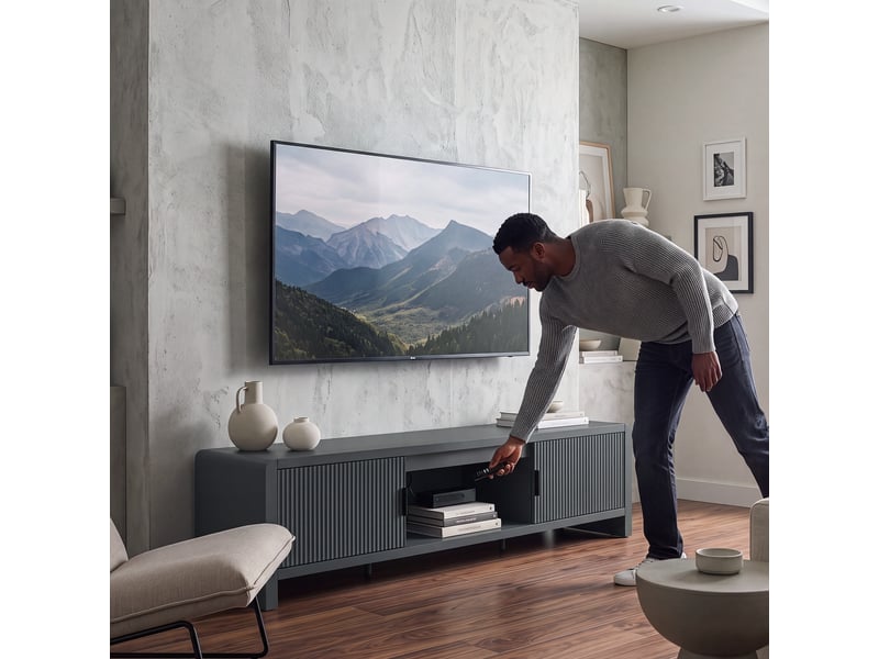  Meuble tv lukkodso 150 x 40 x 40 cm gris [en.casa]  - Conforama D