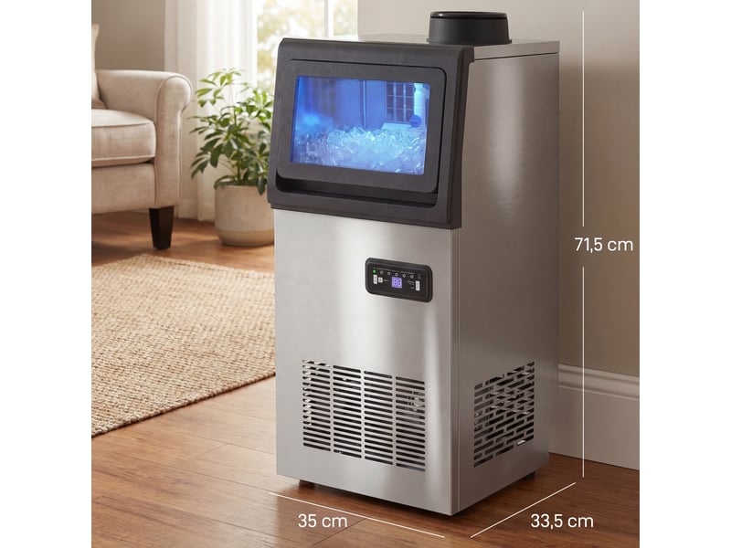  Machine à glaçons commerciale 36 kg24h, acier inoxydable, ice maker, capacité 5,5 kg, 36 cubes par 10 minutes,  - Conforama C