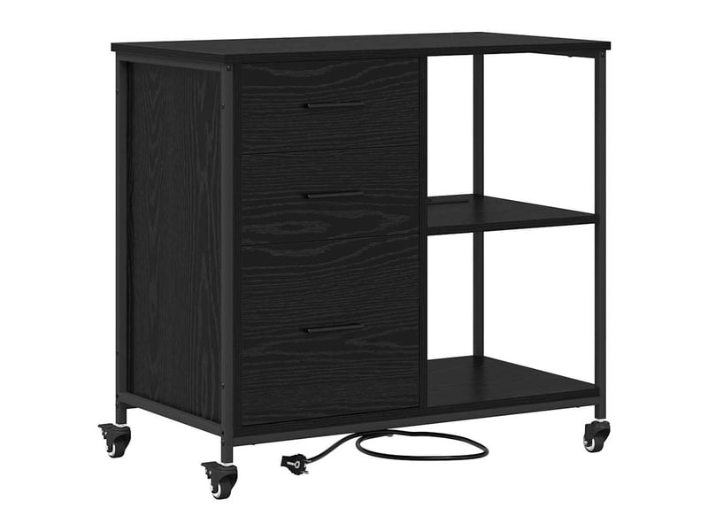  Commode chambre, cabinet avec station de charge 76 x 41 x 72 cm chêne noir  - Conforama A