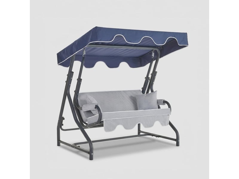 Balancelle de jardin 3 places avec auvent morus - bleu  - Conforama A
