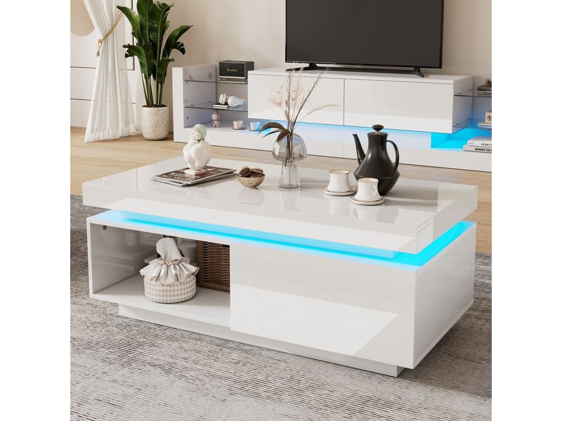  Meuble tv design brillant avec table basse et gain d'espace meuble tv avec rangement  - Conforama A
