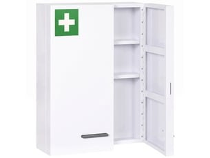Armoire à pharmacie à 6 étagères avec serrure et 2 clés, acier, 55 x 18 x 60 cm, blanche