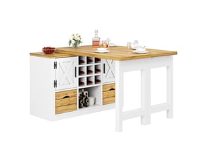 Desserte avec table extensible pivotante 120-197x40x72 cm en mdf blanc